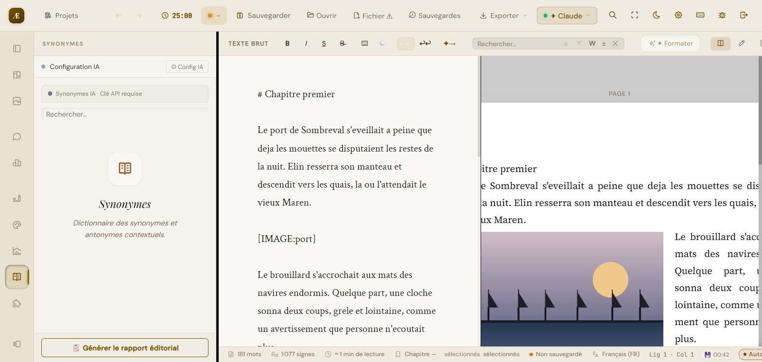 Le panneau « Synonymes » : dictionnaire de synonymes et antonymes contextuels.